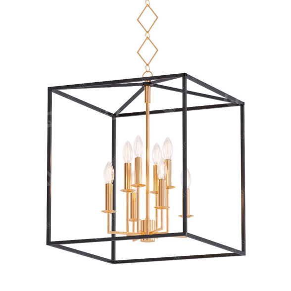 Люстра Lamps Plus Richie Aged Brass and Textured Black 8 3D модель