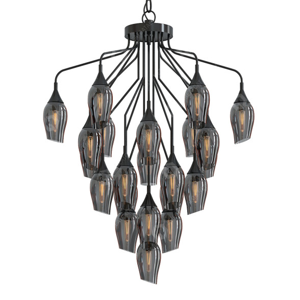 Lustre Franklite Taper 22 Light with Smoked Glass modèle 3D