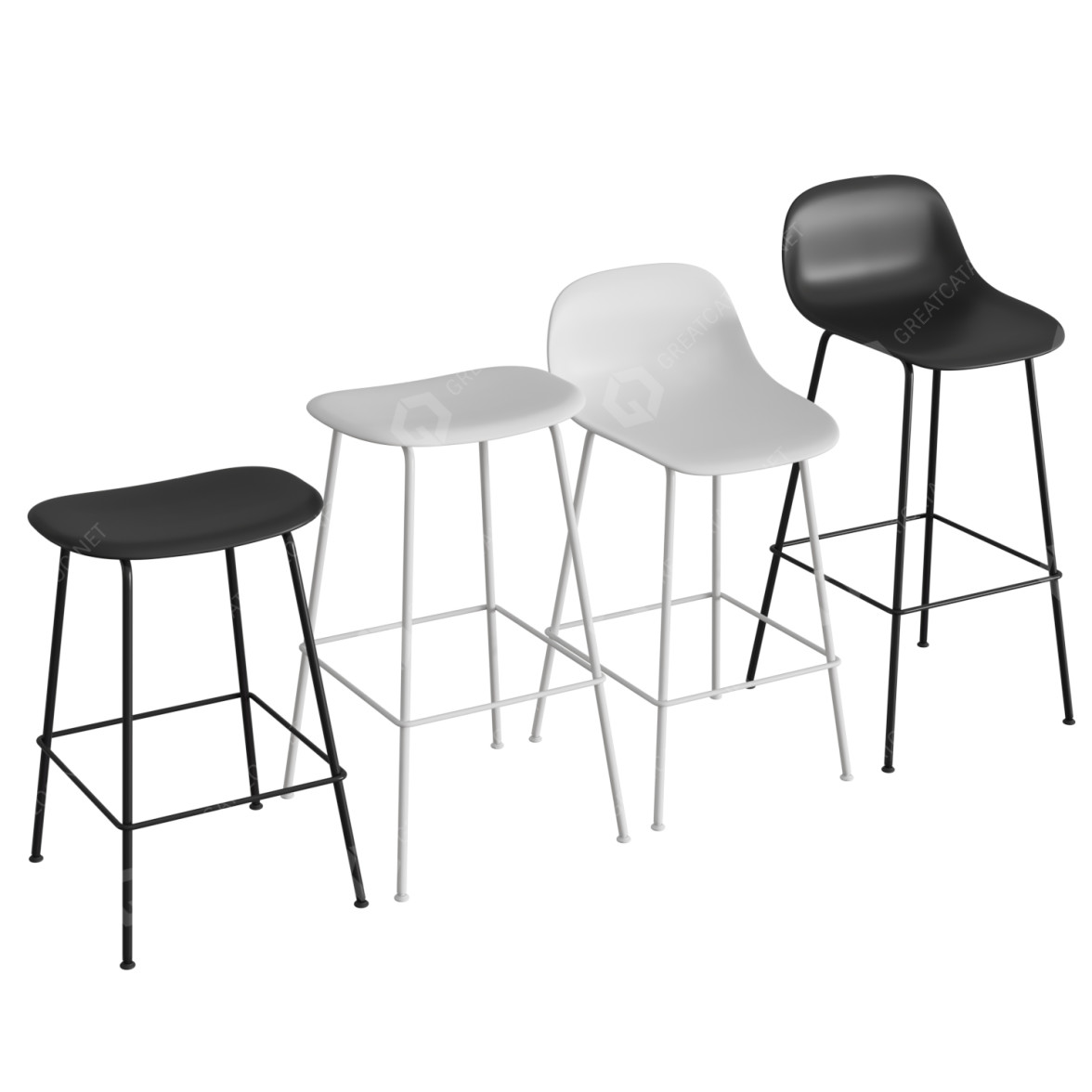 3D model Bar Stools Muuto Fiber Tube Base