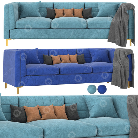 Sofa Kely Modern Velvet model 3D