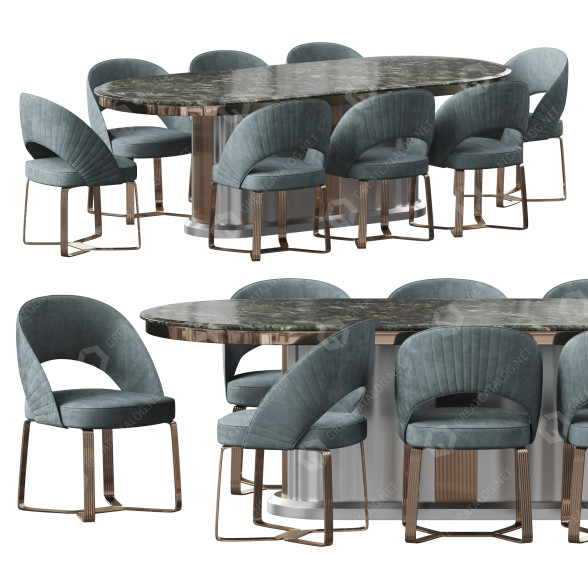 Стол и стулья Elve Luxury Etra 3D модель