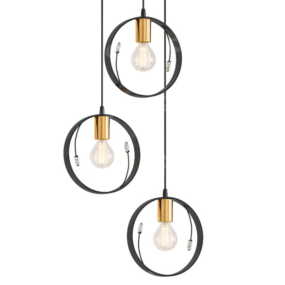 Lámpara colgante Cluster Pendelleuchte 3 Flammig 2 Modelo 3D
