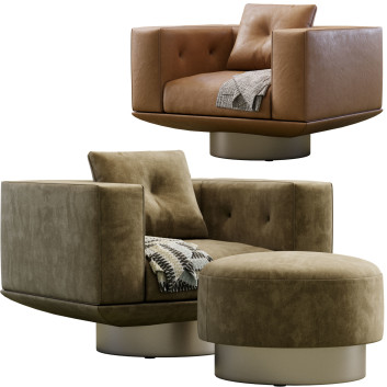 Fotel i pufa  Minotti Dylan Model 3D