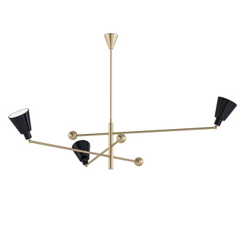 Lámpara de araña 1stDibs Italian Modern Brass and Enamelled Three-Arm Angelo Lelli Modelo 3D