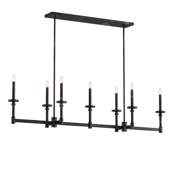 Hängeleuchte Hunter Briargrove 7-Light Linear in Matte Black 3D-Modell