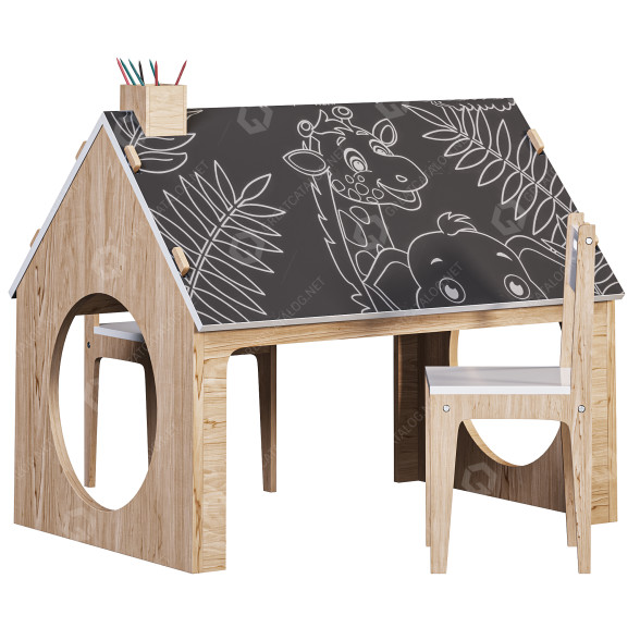 Художній стіл та стільці Playhouse & Benji 2 Set 3D модель