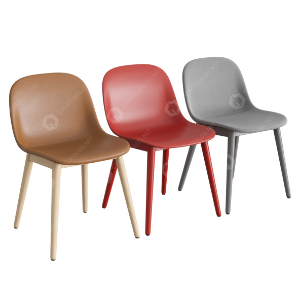 Стілець Muuto Fiber Wood Base 3D модель