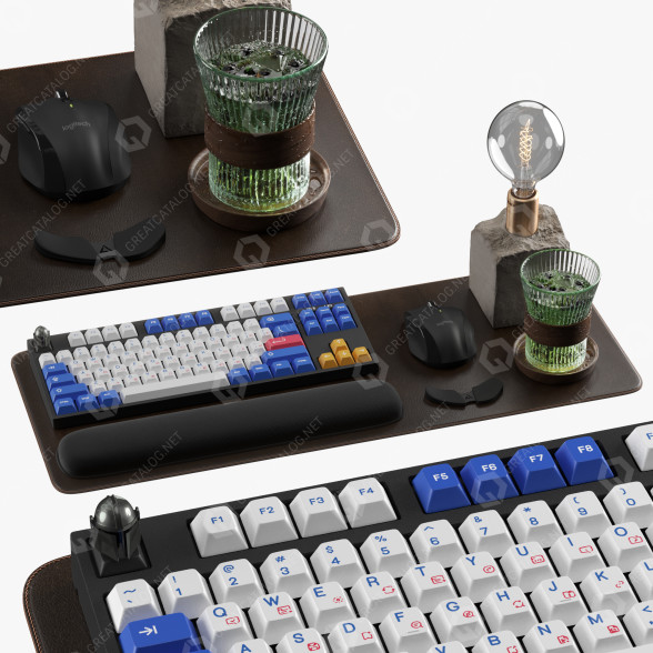 Teclado, ratón y decoración Set 001 by Leopold Modelo 3D