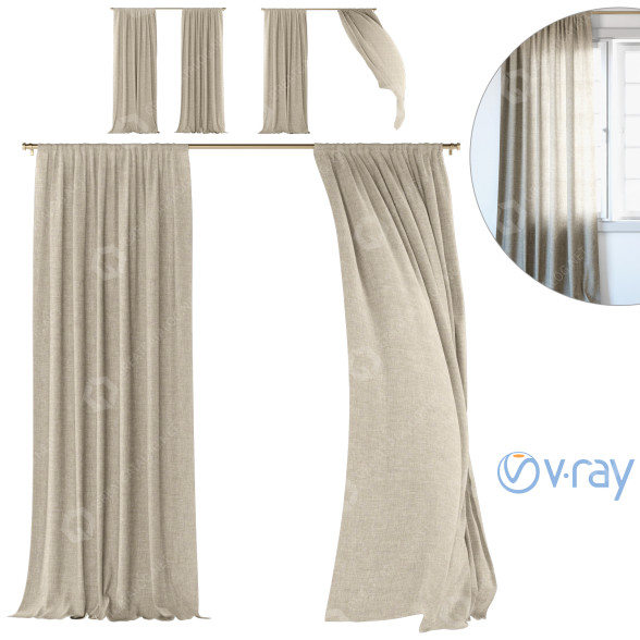 Rideaux Linen Wind modèle 3D