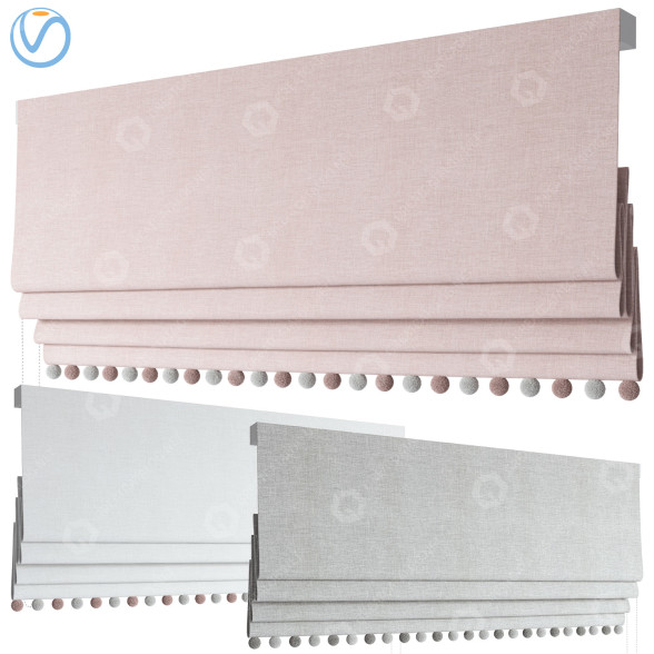 Рулонные шторы Blush Roman Blind with Pompoms 3D модель