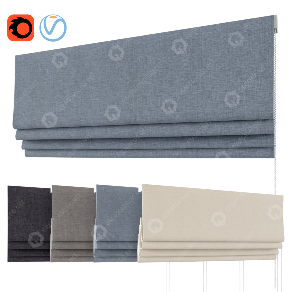 Römische Vorhänge Pottery Barn Emery Linen Cotton Cordless 3D-Modell