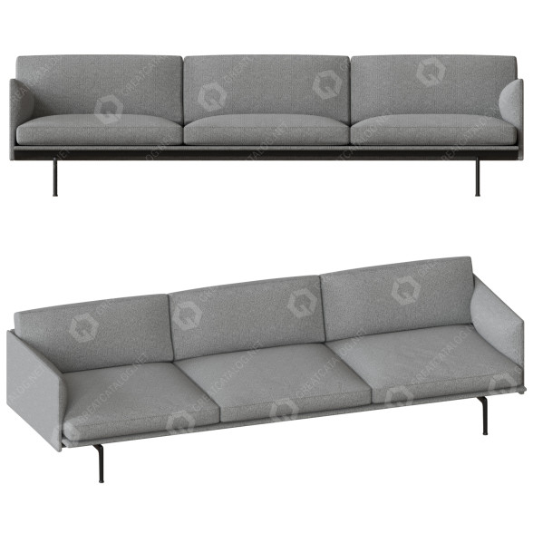 Canapé Muuto Outline 3 Seater Gray modèle 3D