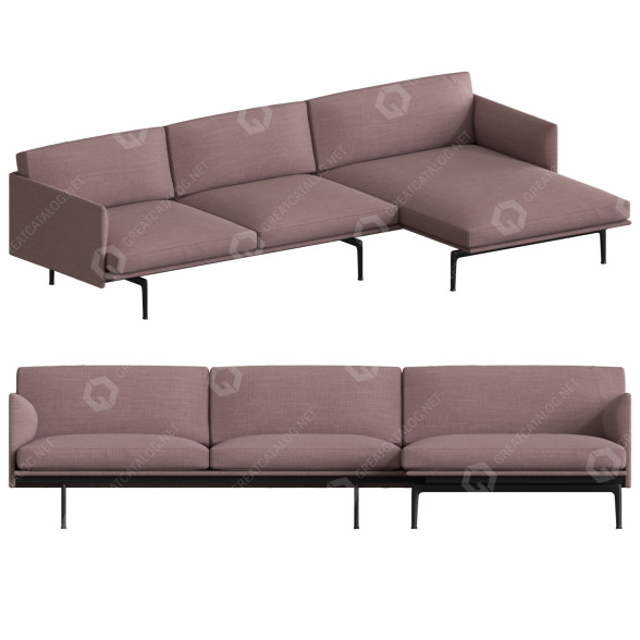 Canapé Muuto Outline Chaise Lounge modèle 3D
