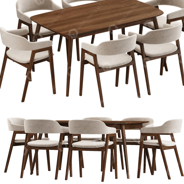 Table and Chairs Article Savis Mist 3D model