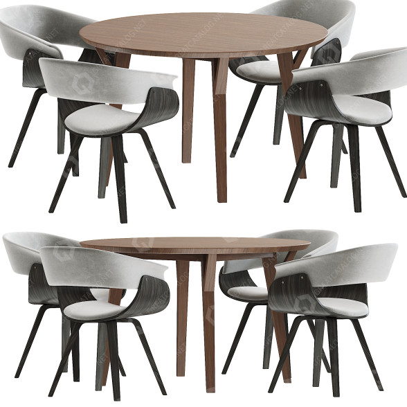 Mesa y sillas Armen Living Verano Modelo 3D
