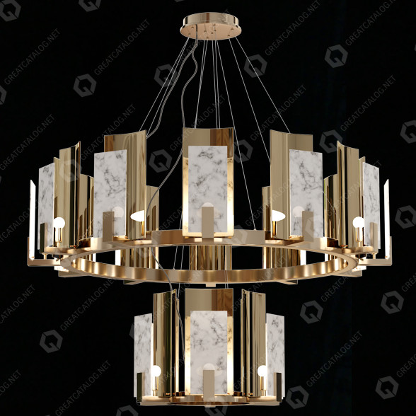 Lustre Artemest Carrara Marble Round 2-Tier modèle 3D