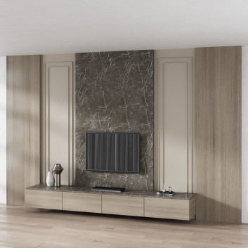 Jednostka ścienna TV  Stone and Wood Model 3D