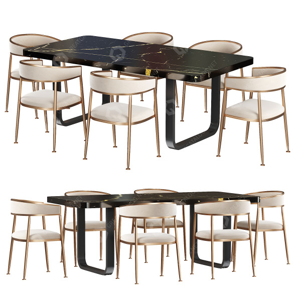 Table and Chairs CB2 Play and Valini Nordic Accent 3D model