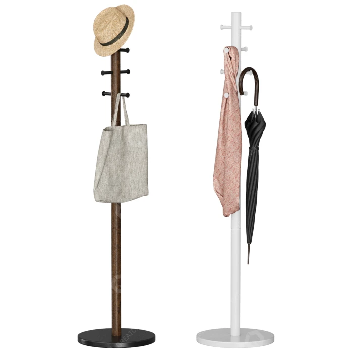 3D model Hangers and Clothes Umbra Pillar Coat Rack