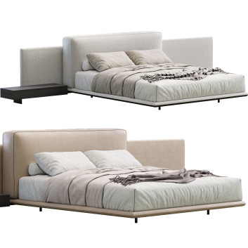 Bett und Nachttischchen  Minotti Horizonte 3D-Modell