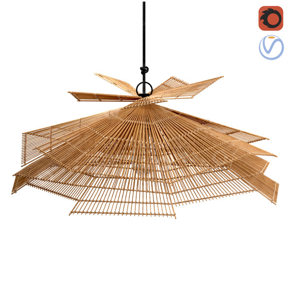 Lámpara colgante Heaps & Woods Franck Natural Rattan Medium Modelo 3D