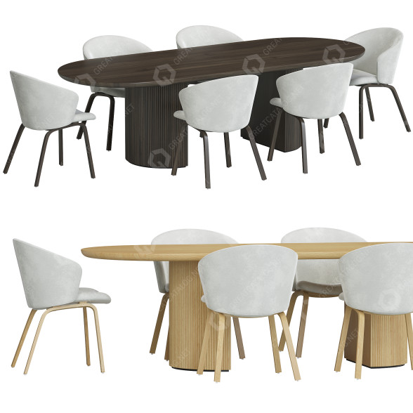Tisch und Stühle Gubi Close by Arco and Moon Dining 3D-Modell