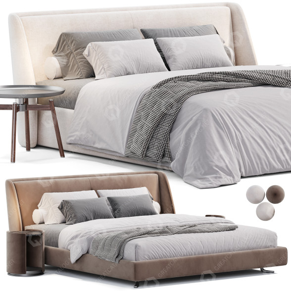 Beds and Bedside Tables Minotti Spencer 3D model