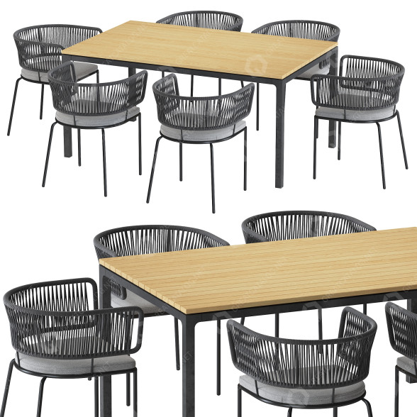 Tisch und Stühle Kave Home Nadin and Soft Teak Dining 3D-Modell