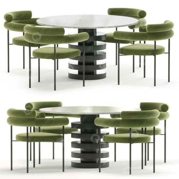 Table and Chairs Nuevo Portia Dining 3D model