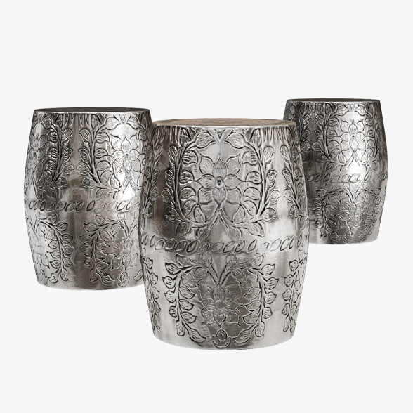 Stool Alvey Round Embossed Metal by Bungalow Rose 3D model