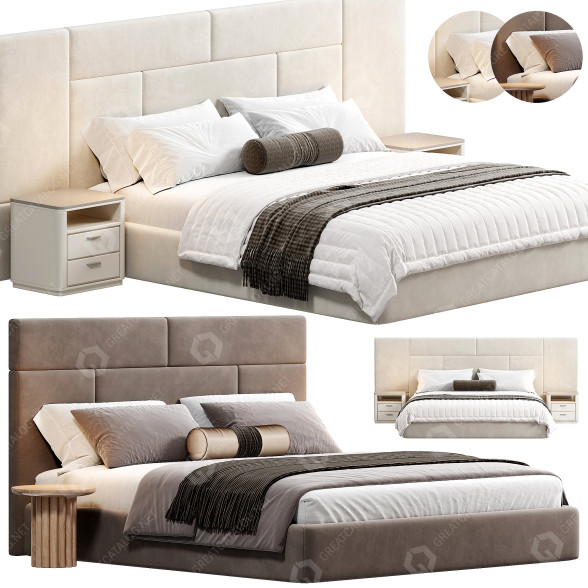 Camas y Mesitas de Noche High Fashion Home Beckham and Abbington Charred Brown Modelo 3D