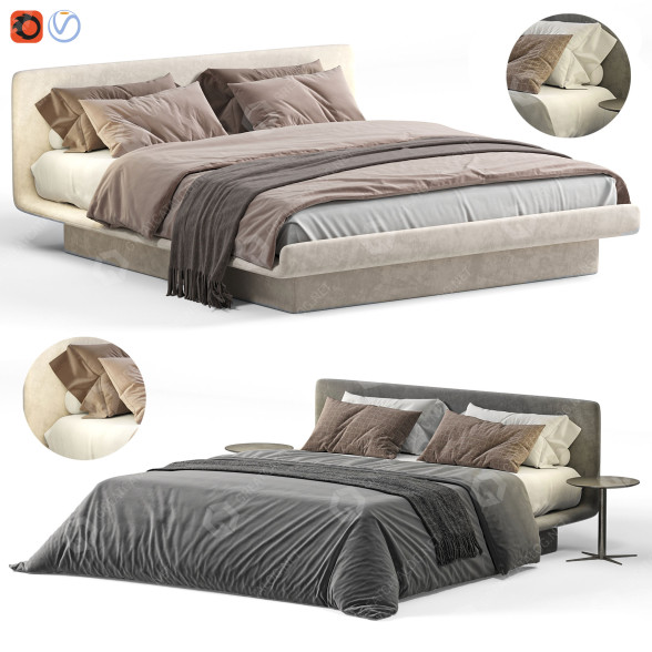 Bett und Nachttischchen Gallotti&Radice Lilas 3D-Modell