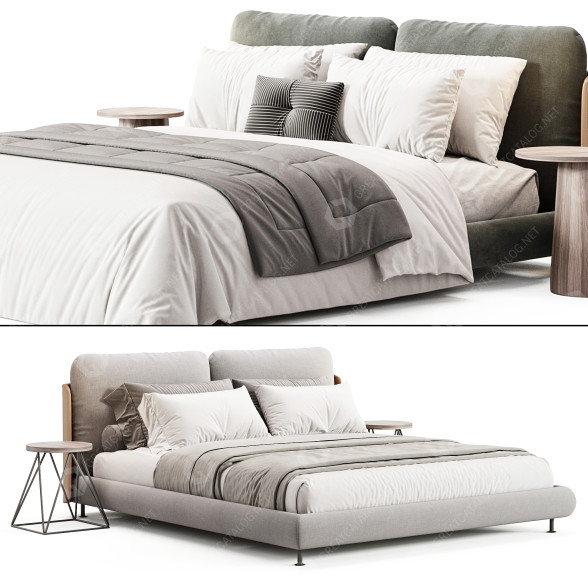 Bett und Nachttischchen Diotti Grant 3D-Modell