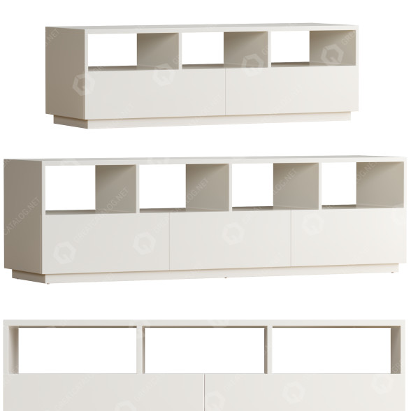 Stojaki pod telewizor CB2 Chill High Gloss White model 3D