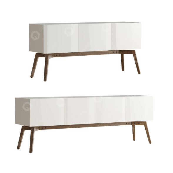 Aparadores CB2 Alba Large White Lacquer Modelo 3D