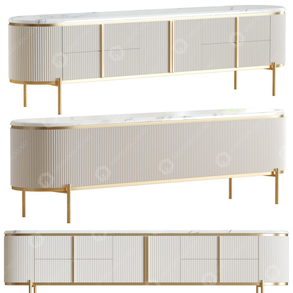 TV-Ständer Homary Gline Modern Oval White Faux 3D-Modell