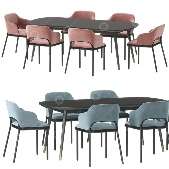 Table and Chairs Thonet Clover 520 3D model