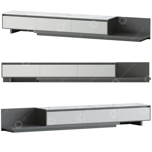 TV-Ständer Homary Fero Modern Black Extendable Stone & Wood 3D-Modell
