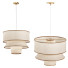 Lampe suspendue CB2 Bruna Walnut Wood and Linen - Rivera 3D