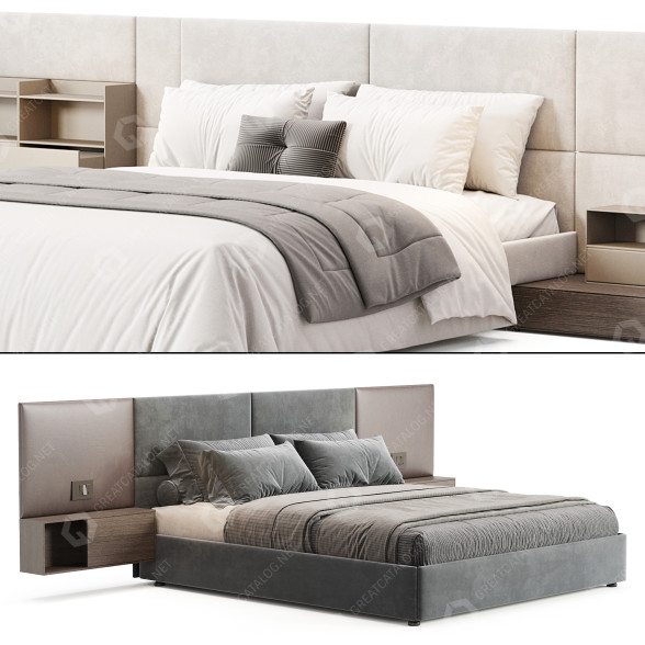 Ліжко та тумбочки Diotti California Textile 3D модель
