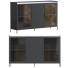 Kredens Homary Black Doors&Drawers Stone Top Modern - toxirow