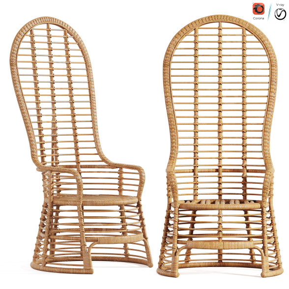 Armchair La Grange Interiors Florida High Back Lounge 3D model
