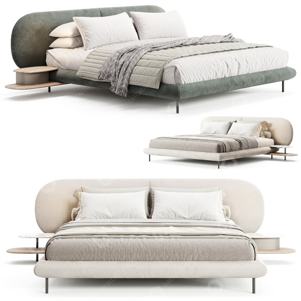 Bed and Bedside Tables Diotti Caleb 3D model
