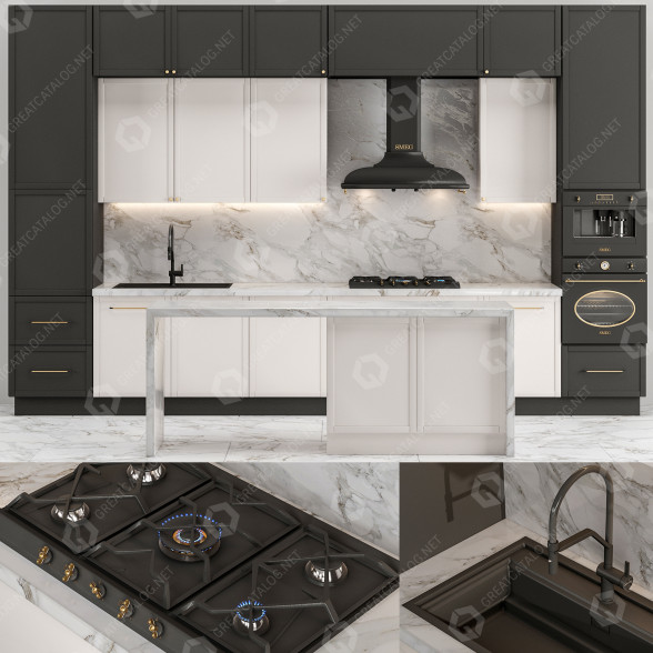 Кухня Smeg Black 3D модель