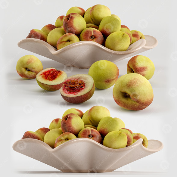 Obst Peaches in Plate 3D-Modell