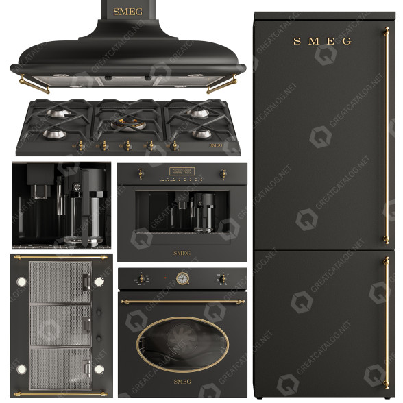 Küchengeräte Smeg Black 3D-Modell