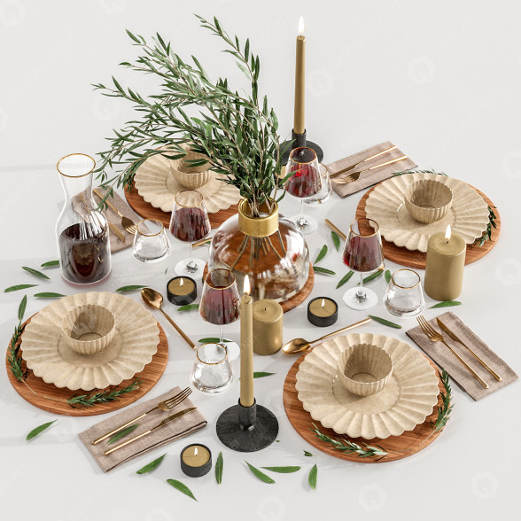 Сервірований стіл Tableware B03 3D модель