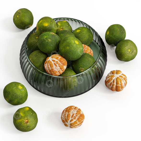 Obst Tangerines in Bowl 3D-Modell