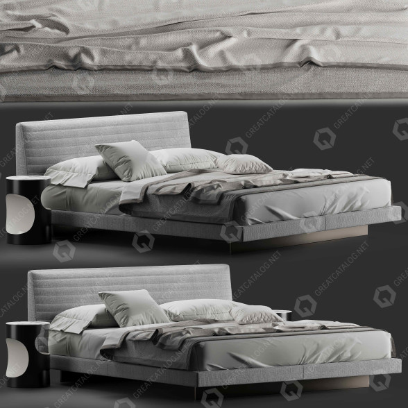 Lit et tables de chevet Minotti Roger modèle 3D