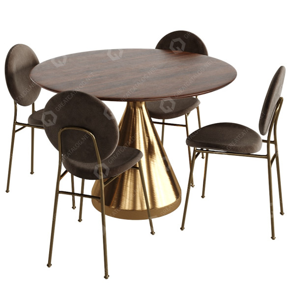 Stół i krzesła West Elm Silhouette Pedestal and Ingrid Set model 3D